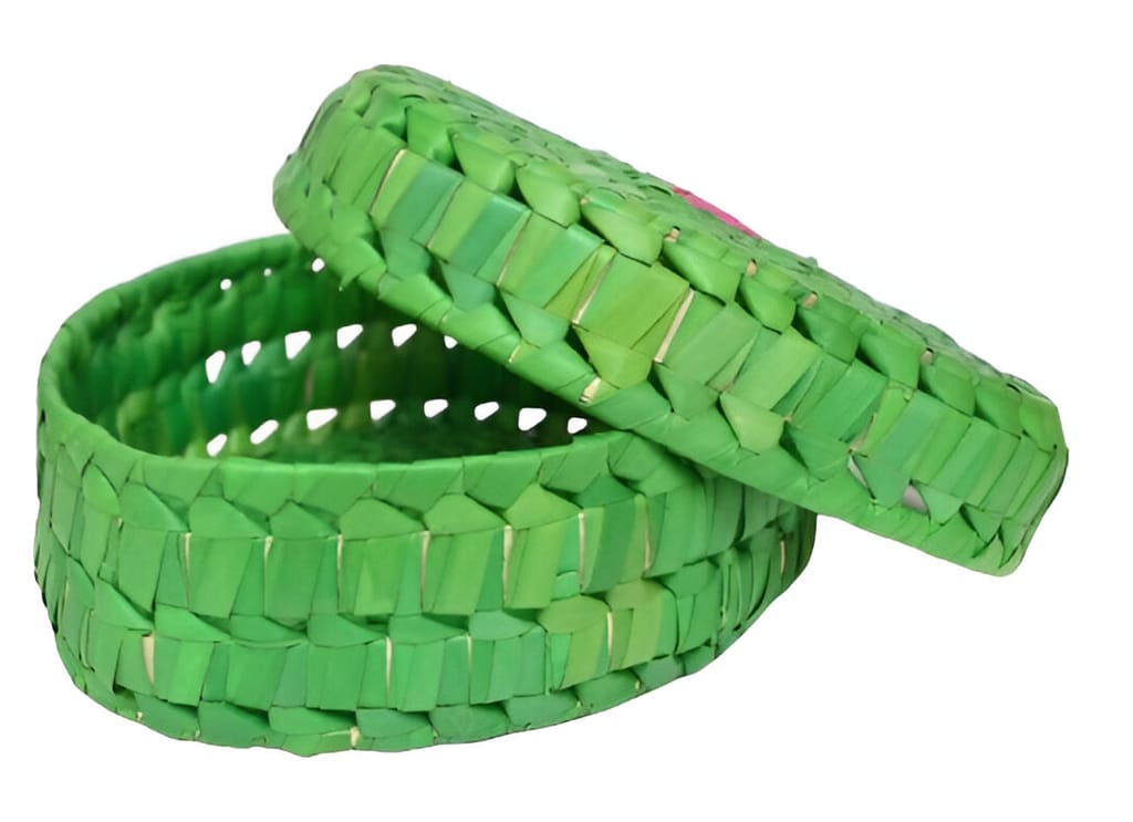 Green Woven Basket Gift Set with Lord Ganesha & Chocolates view 2