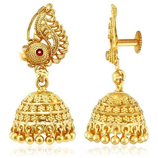 Traditional 1gm gold and micron plated jhumkis view 2