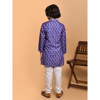 PrintCultr Boys Festive & Party Kurta and Pyjama Set (Blue) view 2