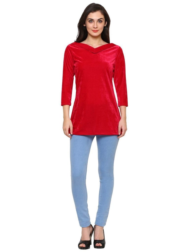 Klamotten Women's Velvet full Sleeves Top WD6C view 2