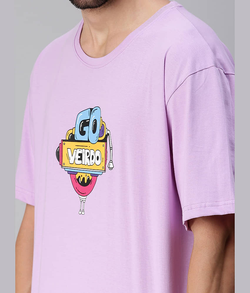 Veirdo Pack of 1 Cotton Oversized Fit Men's T-Shirt ( Purple ) view 2
