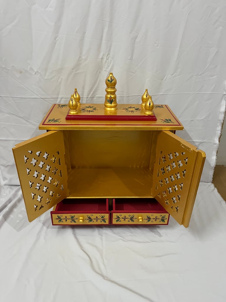 Handcrafted Wooden Temple Pooja Mandir for Home & Office Traditional Indian Mandap view 2
