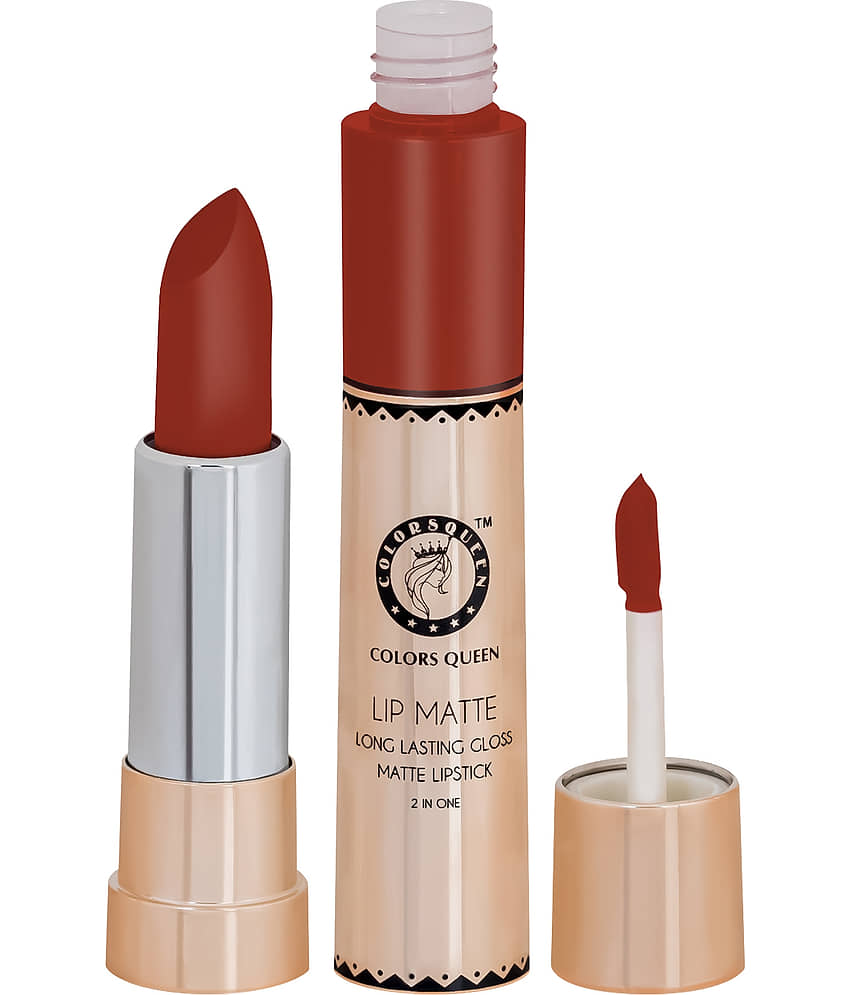 Colors Queen 2 in 1 Matte Finish Water Proof Lipstick Karina Orange (Shade - 33) view 2