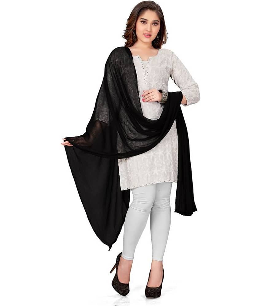 TULSI (CRAFTED WITH HEART) Women Chiffon Dupatta ( Black , Pack of 1 )