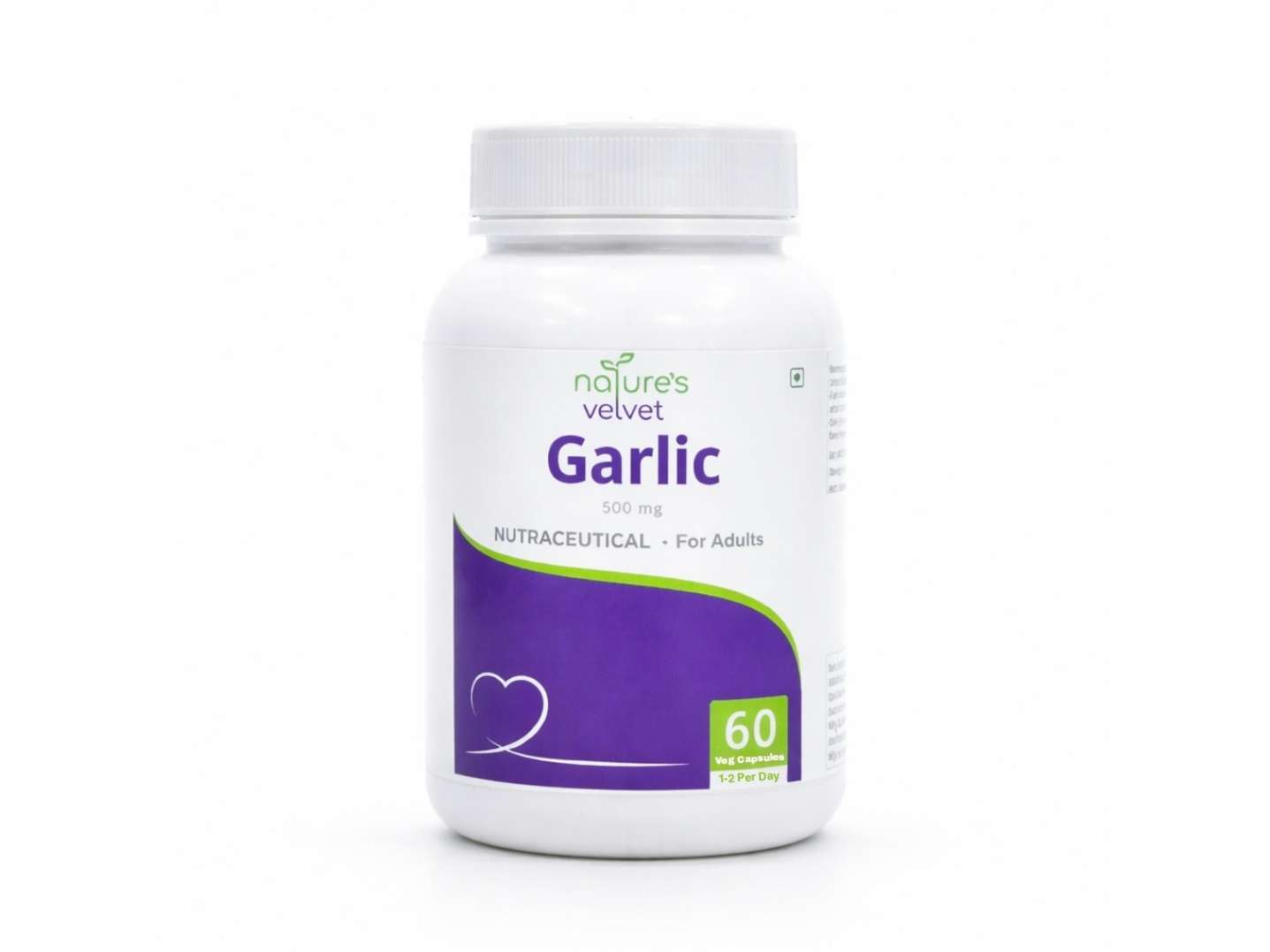 Natures Velvet Garlic Extract 500 mg Veg Capsules for Heart Health, Cholesterol Management & Immunity Support – 60 Veg Capsules