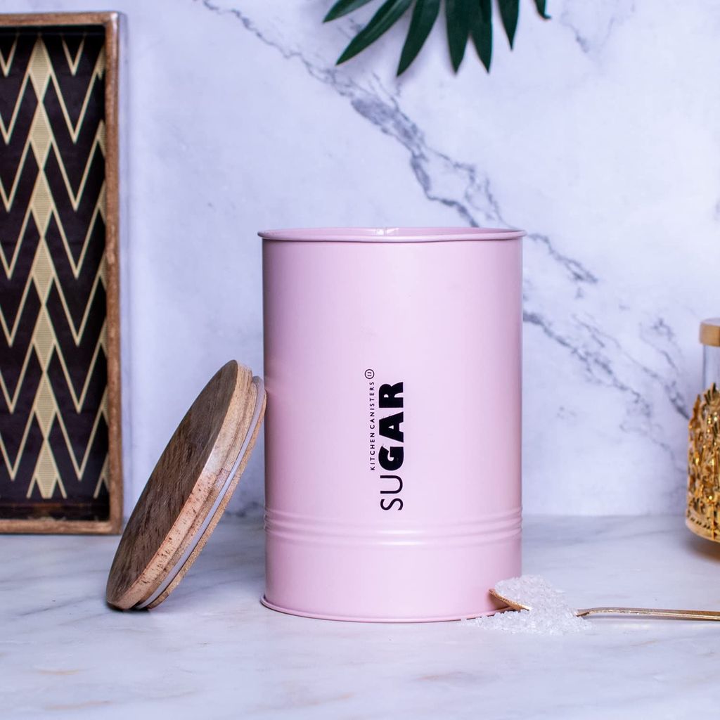 Craftlayout TIN Sugar Canister, Pink 900 Ml view 2