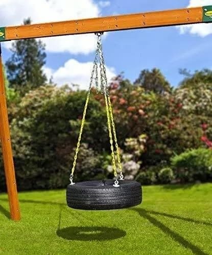 Reznor Heavy-Duty Tire Swing Seat for Kids/Adult Outdoor Park Garden Tree Backyard with 60inch Plastic Coated 3 Chain -Black (pack of 2) view 2