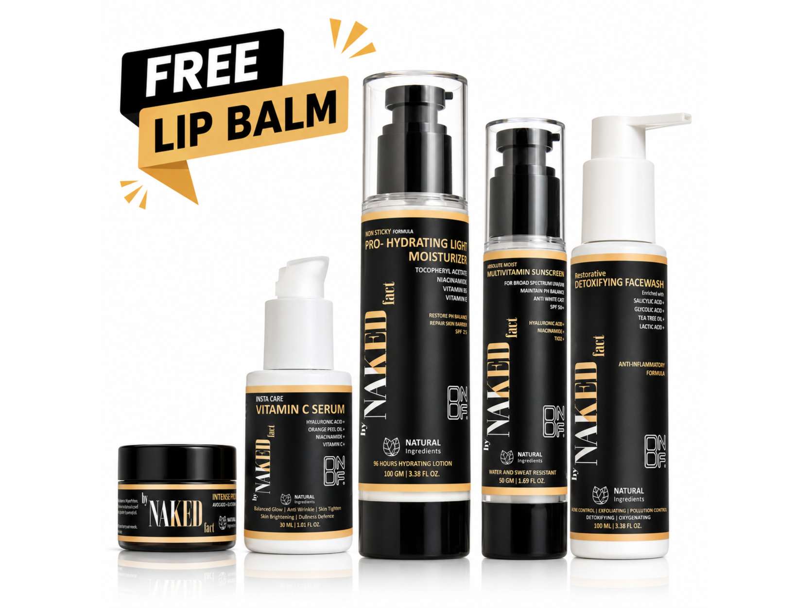 Daily Glow Kit(Detoxifying Facewash-100gm+Hydrating Light Moisturizer-100gm+SPF 50 Sunscreen-50gm+20% Vitamin C Serum-30gm)(Free Lip Balm- 10gm)