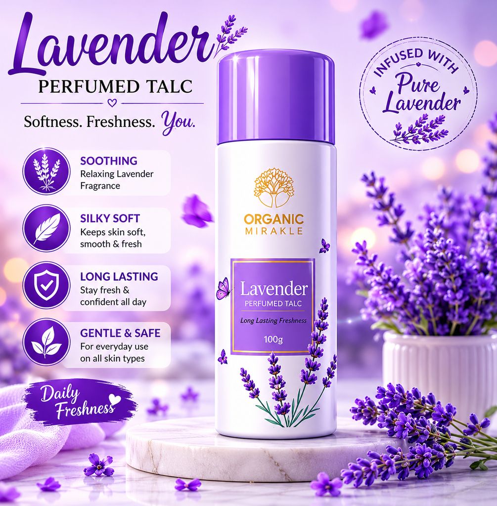 Elegantra Premium Lavender Perfumed Talcum Powder (100g) | Infused with Natural Lavender Essential Oil | Long Lasting Anti-Bacterial Body Powder for Daily Sweat Absorption, Body Odor Control & Instant Radiant Glow (Pack of 1)