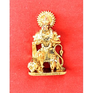 Shree Hanuman Ji Sitting idol 24k Gold Plated Stug With American Diamond view 2