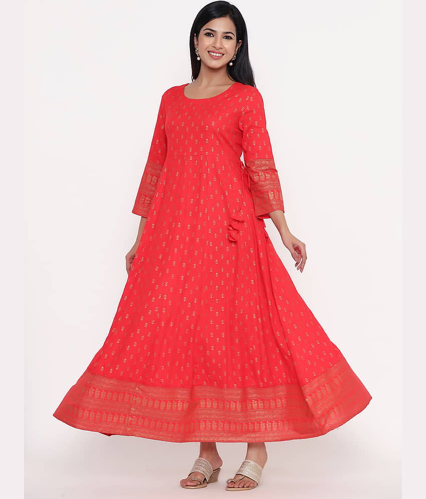 Kbz - Red Rayon Women's Flared Kurti ( ) view 2