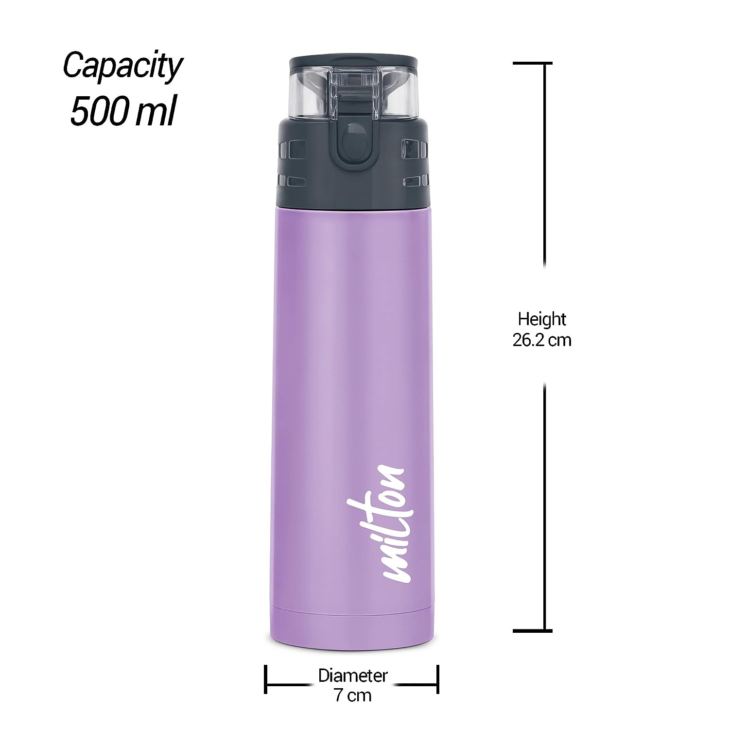 Milton Atlantis 600 Thermosteel Insulated Water Bottle 500 Ml (Purple) view 2
