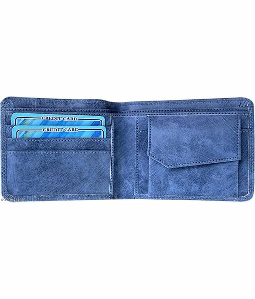 HRFSTAR 100% Leather Solid Men's Regular Wallet With 3 Slots For Card ( Blue , Pack of 1 ) view 2