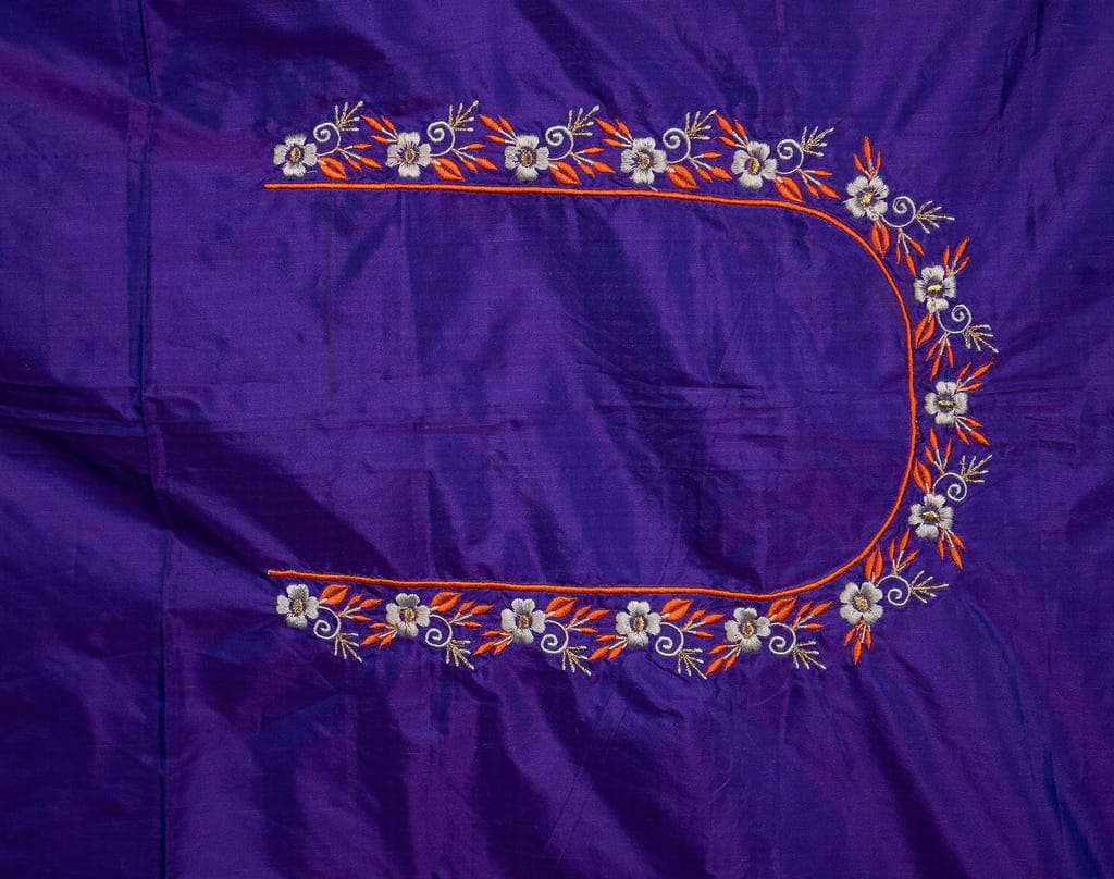 "Embroidered Blouse Fabric with Floral Design" view 2