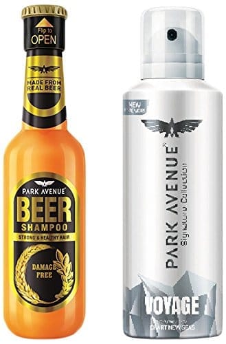 Park Avenue Men's Signature Deo, Voyage, 130ml with Damage Free Beer Shampoo, 180ml view 2