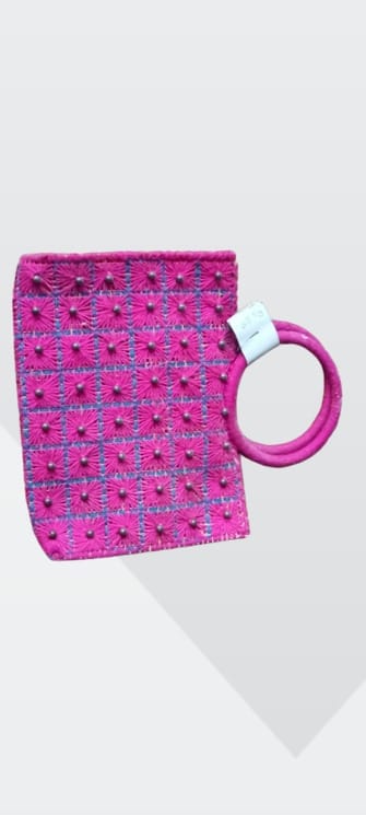 Women Handcrafted Pink Handbag view 2