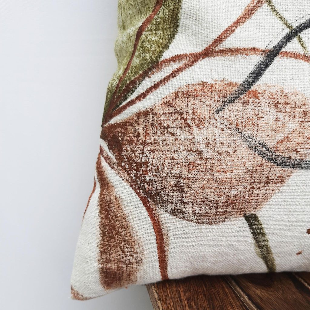 Indihomecraft Handicraft Cotton Cushion Cover | Hand Painted Embroidery | Decorative Art Boho Pillow | Handmade Painted Pillow Cover | Square Shape 18X18 Inches Cushion Cover (Set of 1) view 2