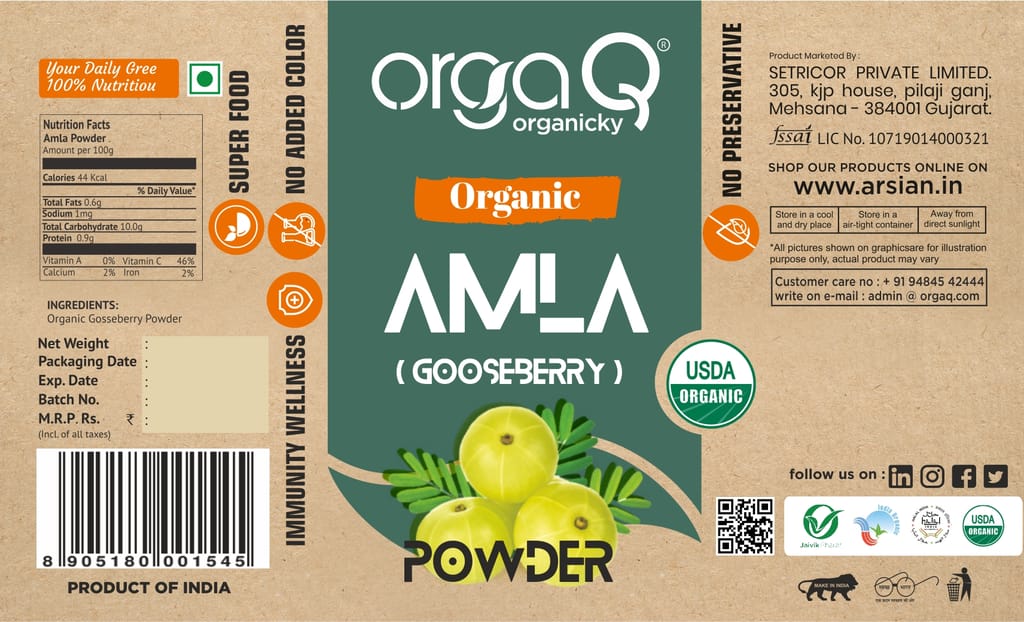 Orgaq Organicky Organic Amla Powder - 100Grams | Gooseberry Powder for Health,Hair and skin view 2