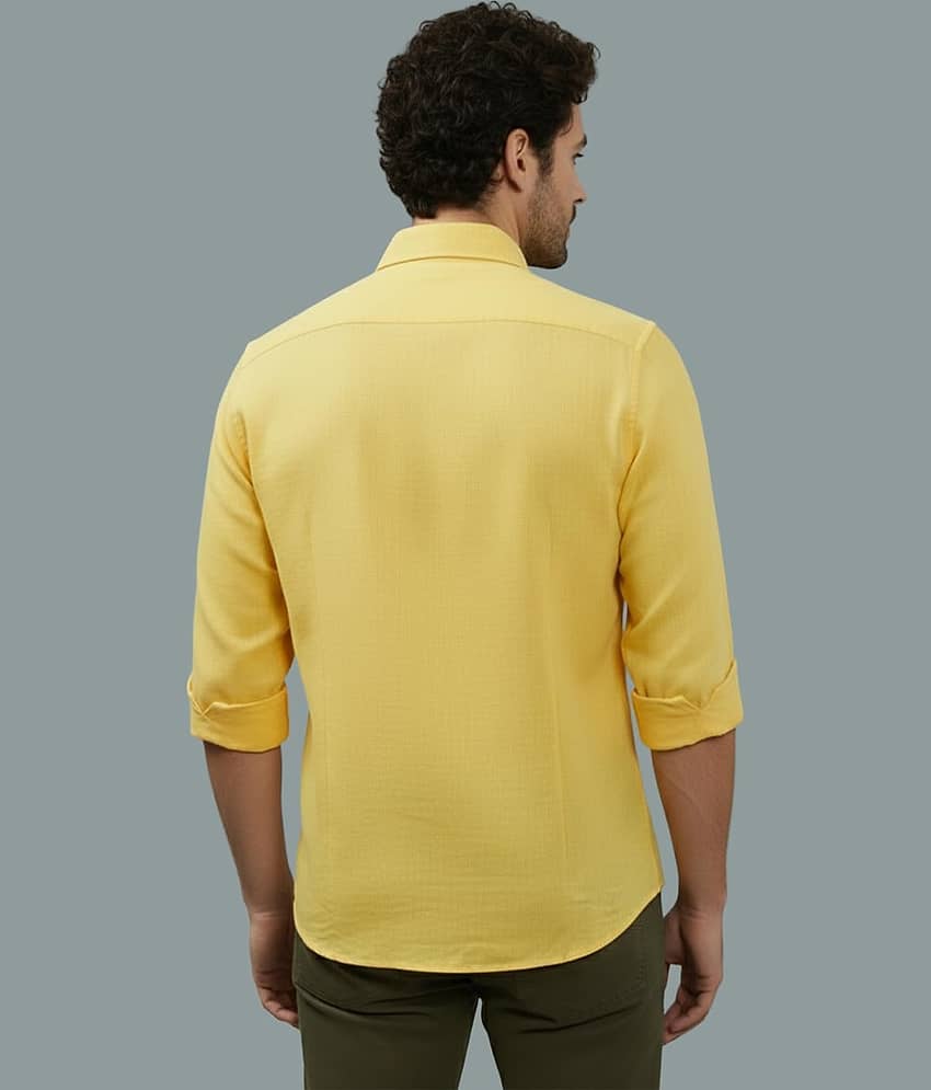 UNI VIBE Cotton Blend Slim Fit Solids Full Sleeves Men's Casual Shirt - Yellow ( Pack of 1 ) view 2