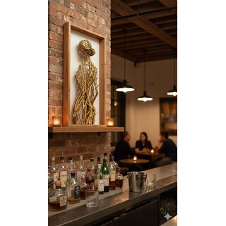 Contemporary Metallic Colour Wall Sculpture - Handcrafted Female Figure Art view 2