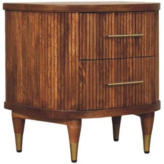 Ribbed Bedside with Brass Accents view 2