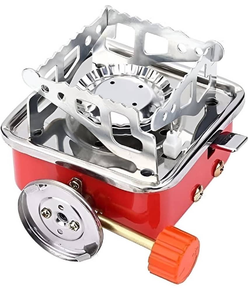 RAMDEV ENTERRPSIE Camping Stainless Steel Gas Stove Ultra Light Folding Furnace Outdoor Metal Camping Gas Stove Picnic Cooking Gas Burners Folding Stove With Storage Bag (Multi). view 2