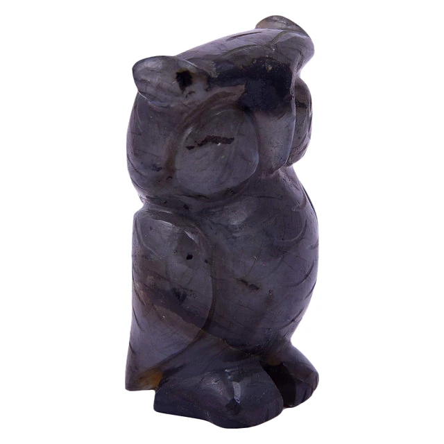 Labradorite Owl, Fengshui, Good Luck Symbol of Wisdom and Protection from Evil, Statue, Laxmi Vahana (KI_131) by Krishna Impex view 2
