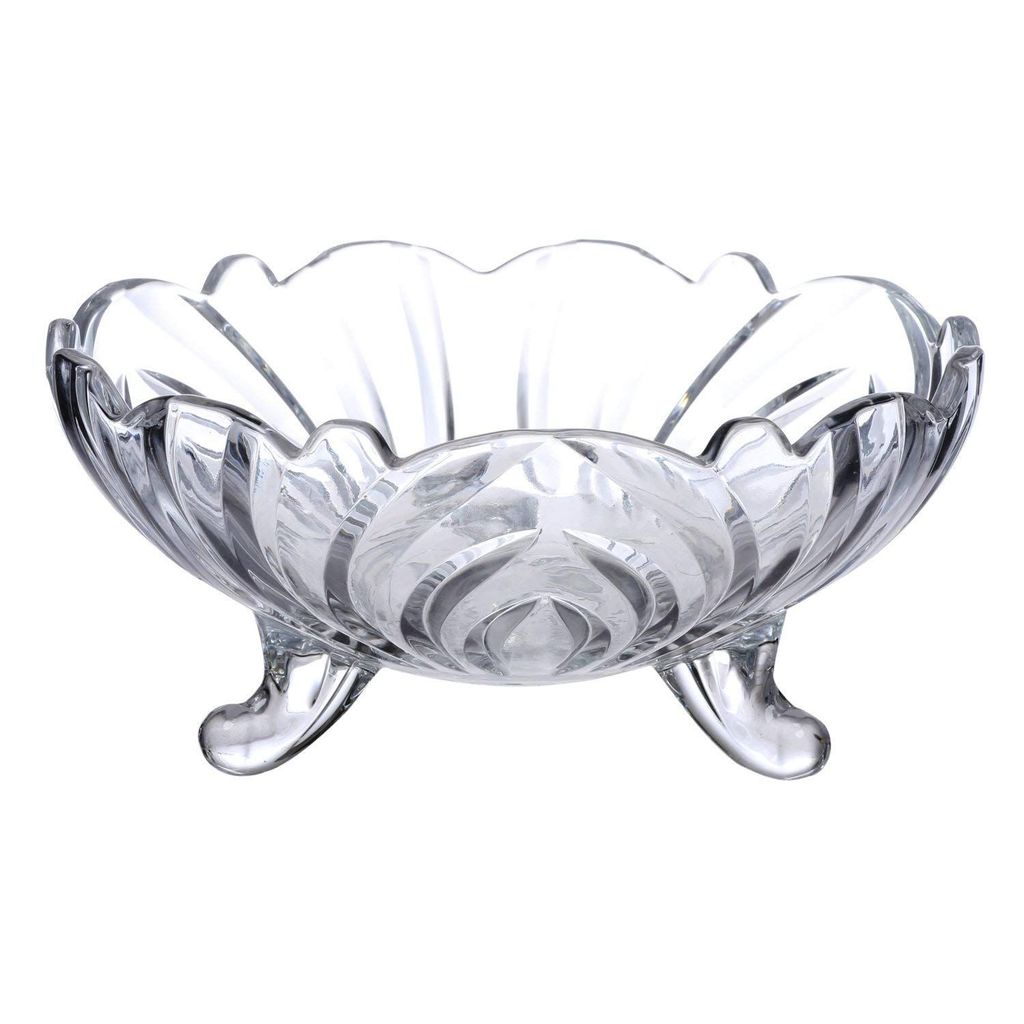 Glass Fruit Bowl Dry Fruit Plate Three-Legged Snack Candy Plates for Home, Restaurants and Companies view 2