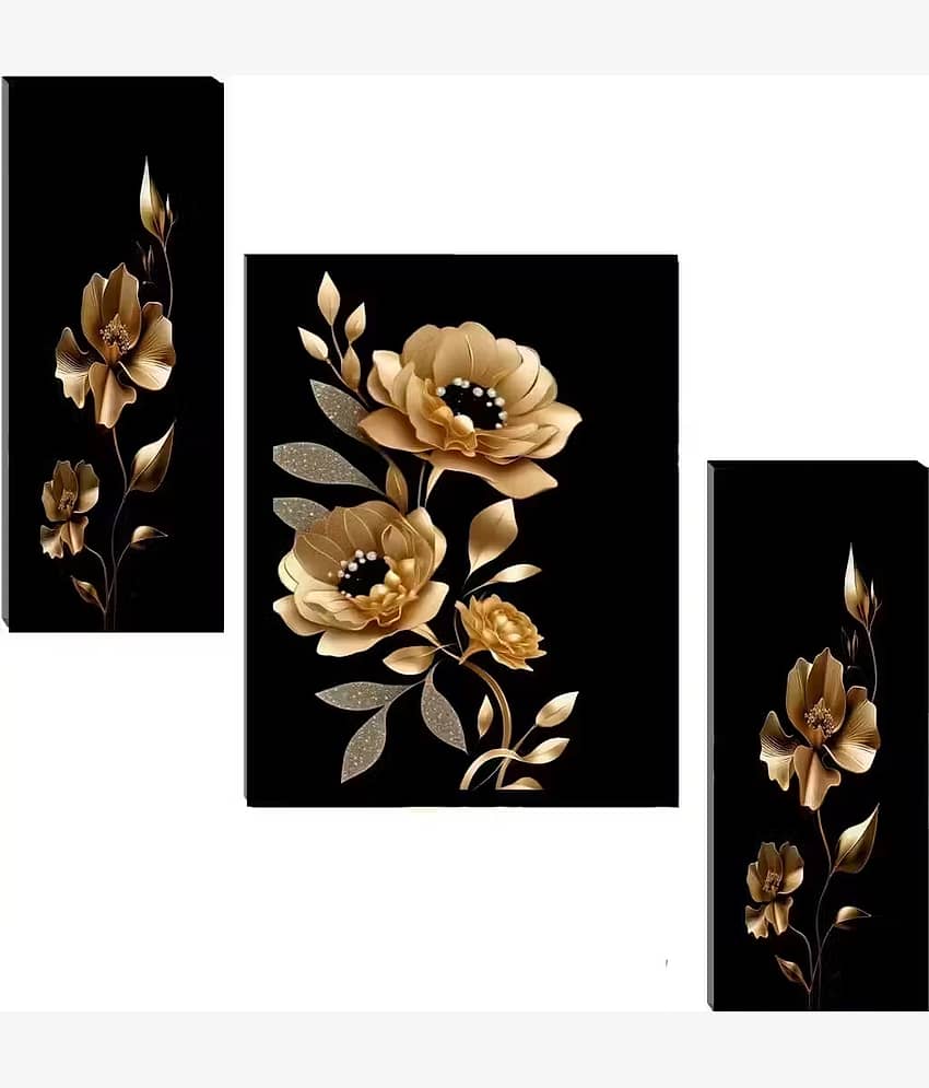 TNFArt Set Of 3 Flower Pots Wall Paintings For Living Room Decorative Gift Items/home decor items 12 x 18 inch