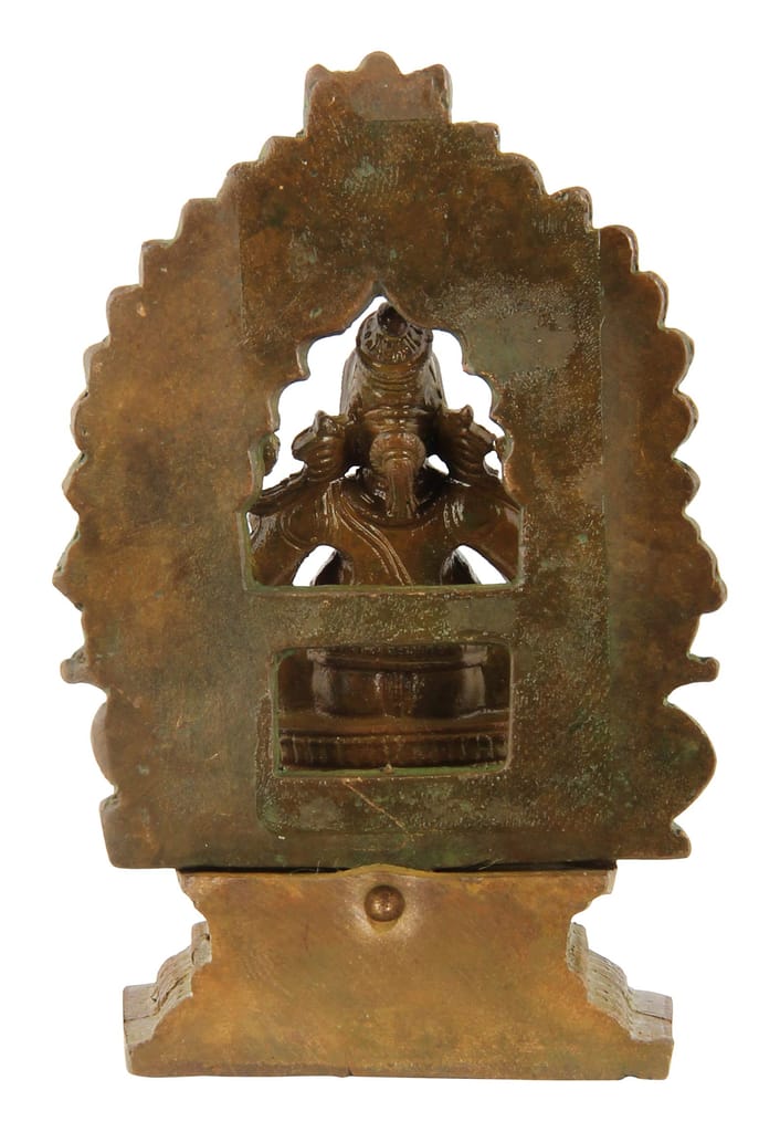 Poompuhar Bronze Ganesh Idol (6 cm x 3 cm x 9 cm,) view 2