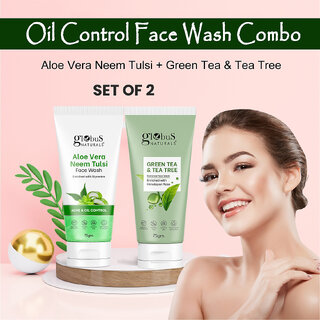 Globus Naturals Oil Control Face Wash Combo - Aloe Vera Face Wash & Tea Tree Face Wash, 75gm view 2
