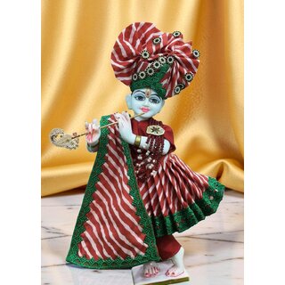 Handcrafted Radha Krishna Poshak Dress with elegant Border and Dupatta view 2