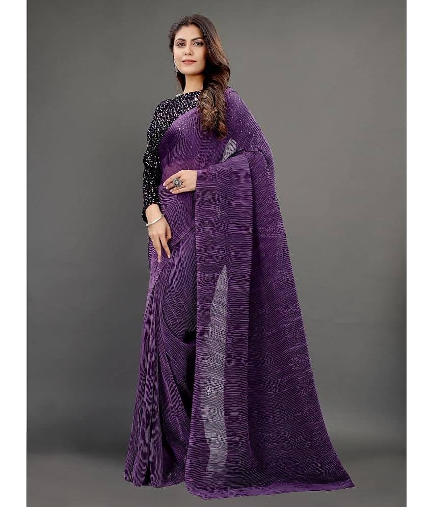Rhey Georgette Solid Saree With Unstitched Blouse Piece ( Olive ) view 2
