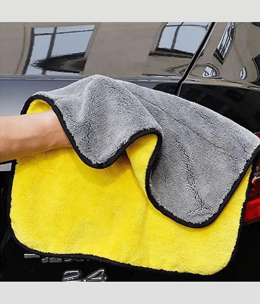 Chic Wool Yellow 650 GSM Microfiber Cloth For Automobile ( Pack of 3 ) view 2