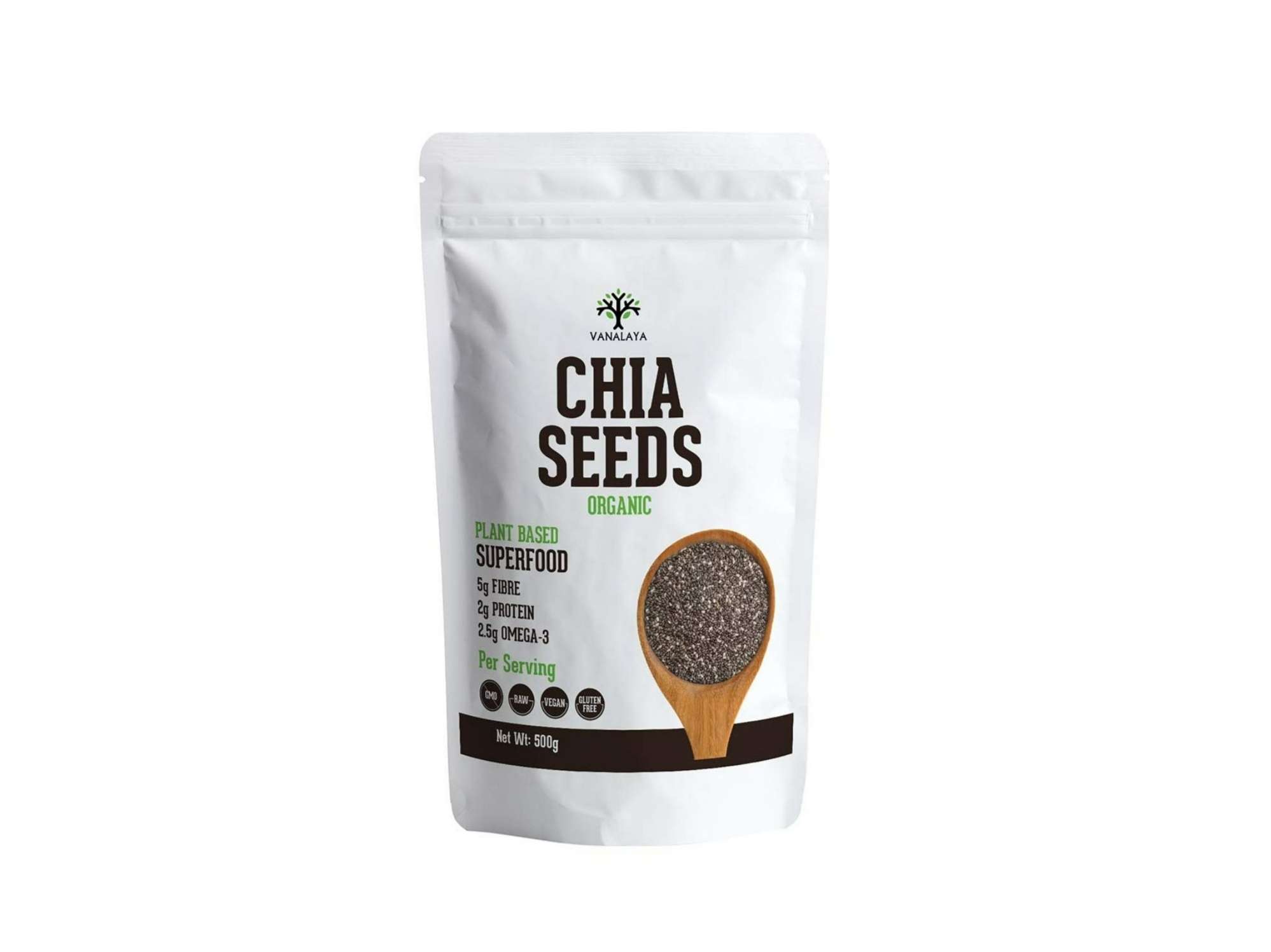 Raw Unroasted Chia Seeds for Eating with Omega 3 Protein and Fiber for Weight Loss Management - 500 Gram