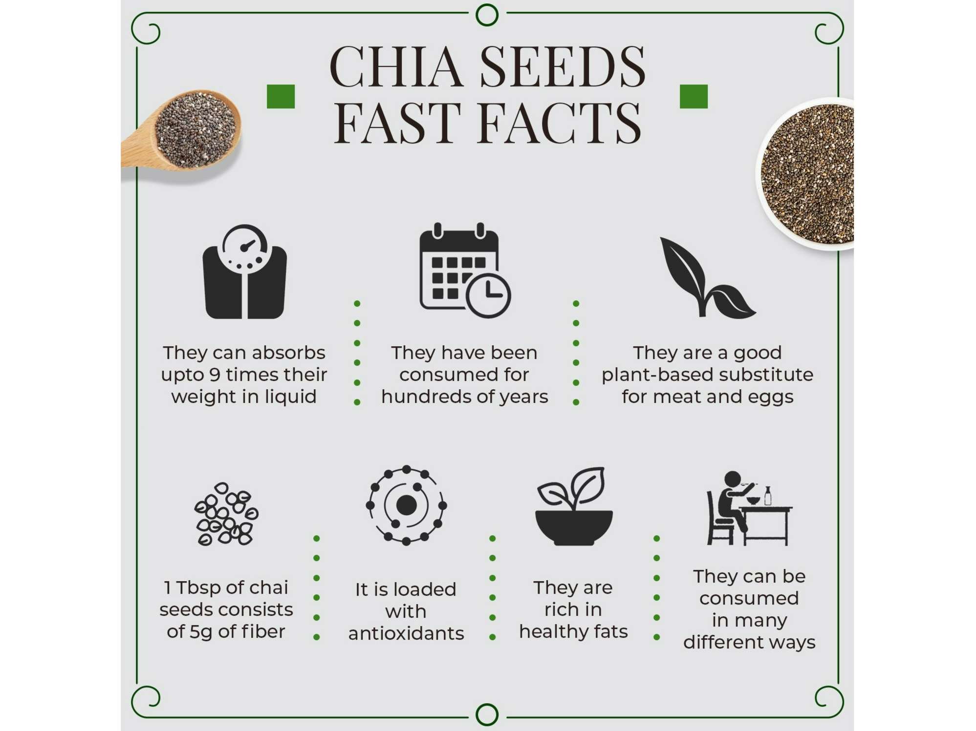 Raw Unroasted Chia Seeds for Eating with Omega 3 Protein and Fiber for Weight Loss Management - 500 Gram view 2