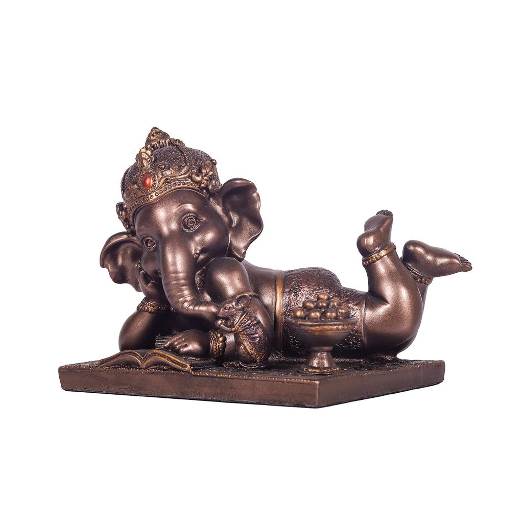 Craftlayout Resin Ganesha Statue with Bronze Finish 5 Inch view 2