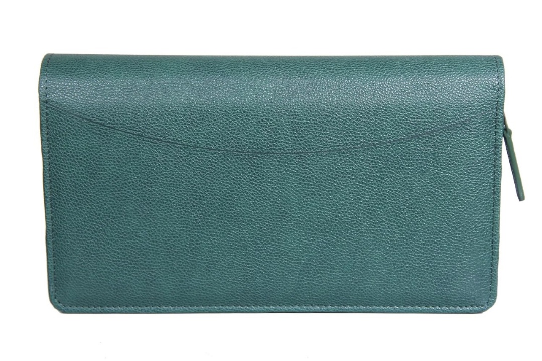 Sukeshcraft Multiple Cheque Book Holder | Original PU Holds Upto 8 Cheque Books, Locker Key Hook, 2 Photo Slots, 1 Pin-Sim Slot, (PU -Grain Green ) view 2