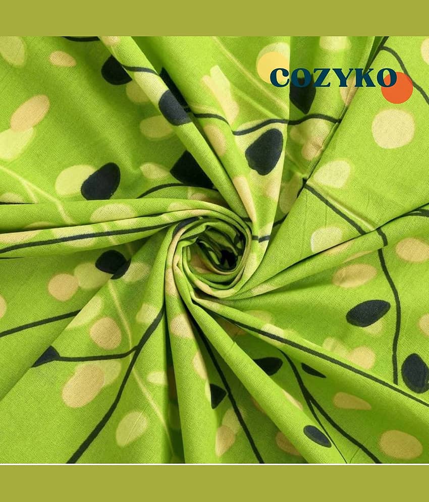 COZKO Cotton 1 Single Bedsheet with 1 Pillow Cover ( Green ) view 2