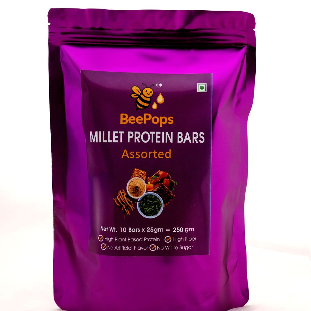 BeePops Super Savor Assorted Millet Protein Bars – 10 Bar Family Pack (5 Variants × 2 Each | 25g Per Bar) view 2