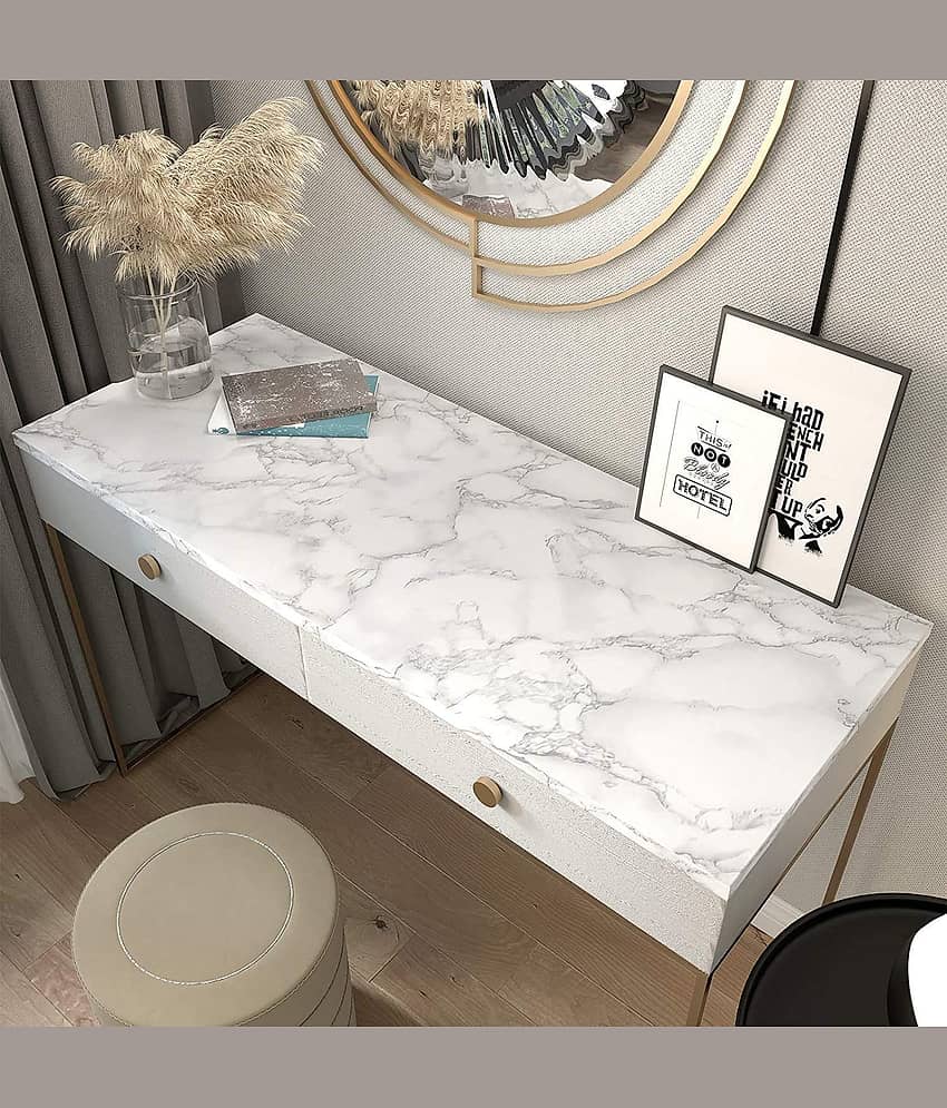 SKYVILLA Wall Stickers Wallpaper (200cm X 60 cms) for Furniture Kitchen Cabinets Almirah Tabletop Plastic Table Wooden Table Wardrobe Renovation PVC DIY Self Adhesive Sticker (White, Pack of 3) view 2