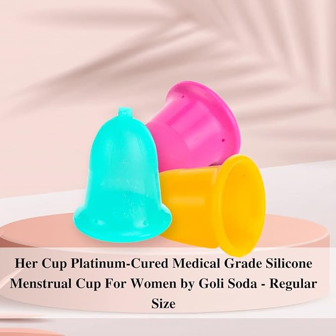 Goli Soda Her Cup Platinum-Cured Medical Grade Silicone Menstrual Cup For Women Teal by Goli Soda, Regular Size view 2