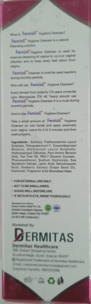 Dermitas Femiza Wash - Expert Intimate Hygiene Liquid Wash view 2
