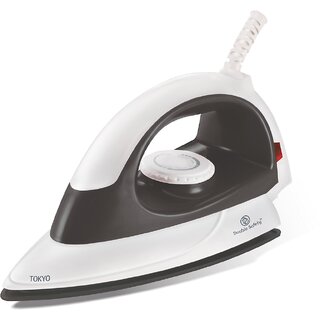 Double Safety Tokyo 1000W Dry Iron with Non-Stick Soleplate Coating | Lightweight Iron (White)