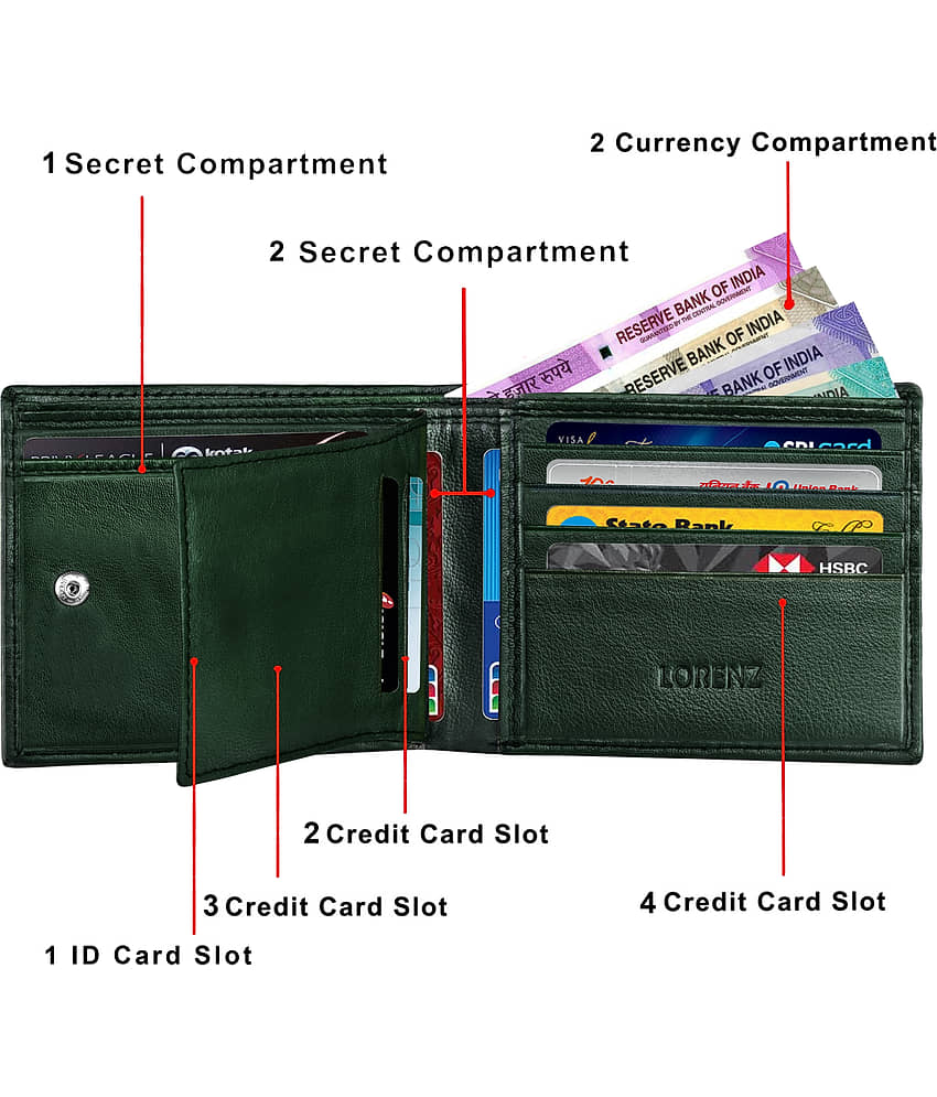 Lorenz Blue 100% Leather Men's RFID Wallet ( Pack of 1 ) view 2