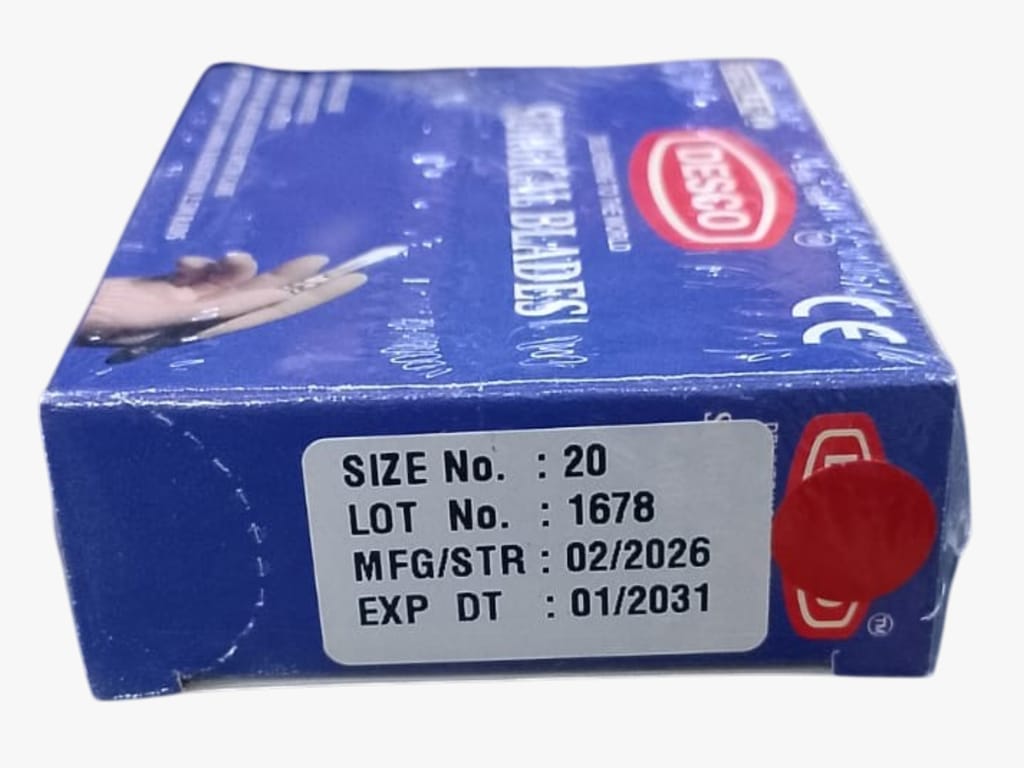 Size 20 Disposable Surgical Blade Tool Scalpel Blades, High Carbon Steel Blades. Individually Wrapped Surgical Blades view 2