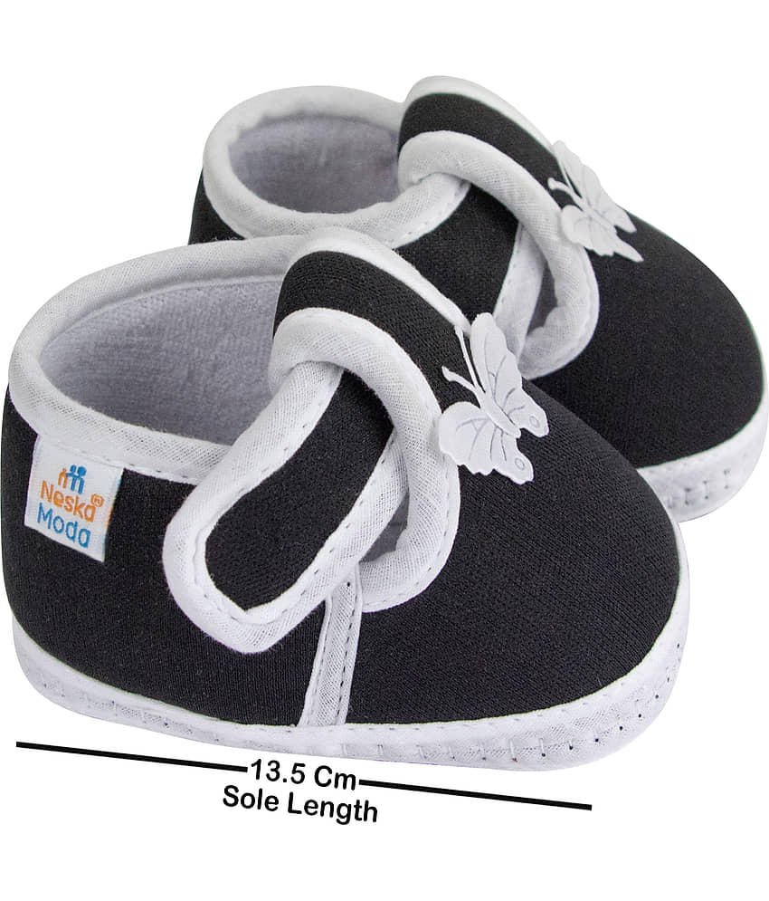 Neska Moda Baby Boys & Baby Girls Butterfly Velcro Cotton Booties For 12 to 24 Months (Black) view 2