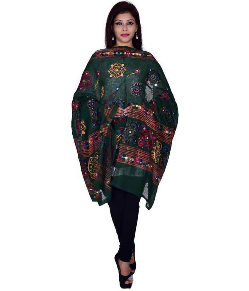Apratim Multicoloured Cotton Kutch Embroidered Dupatta view 2
