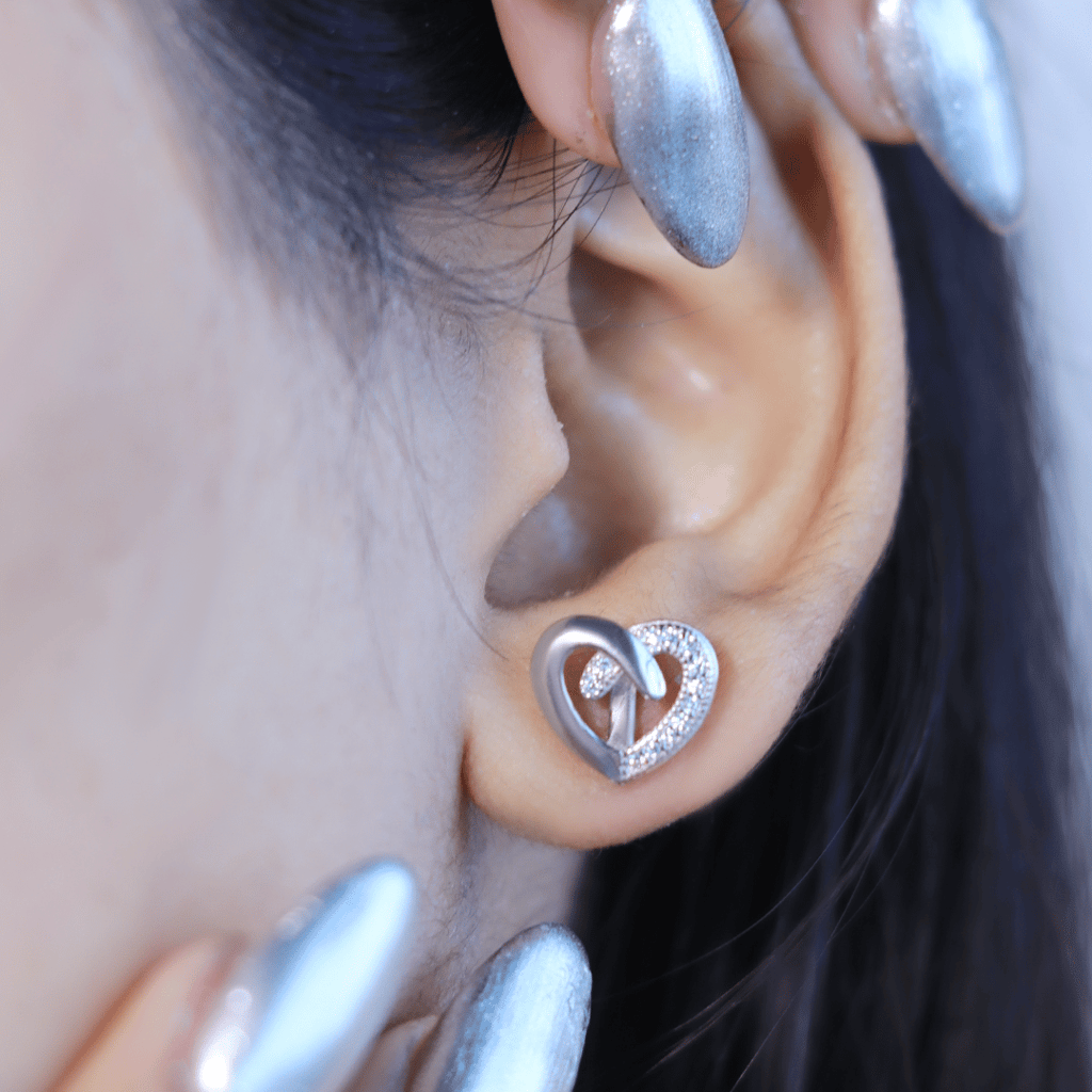 Zarkan Pure Silver Charming Love Studs view 2