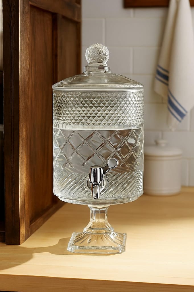 Glass Water Dispenser, 4500 ML, Set of 1, Pitcher with Lid, Perfect for Party, Office, Home & Kitchen Glassware, Water Jug for Juice and Cold Drinks (NO Design Choice Available) view 2